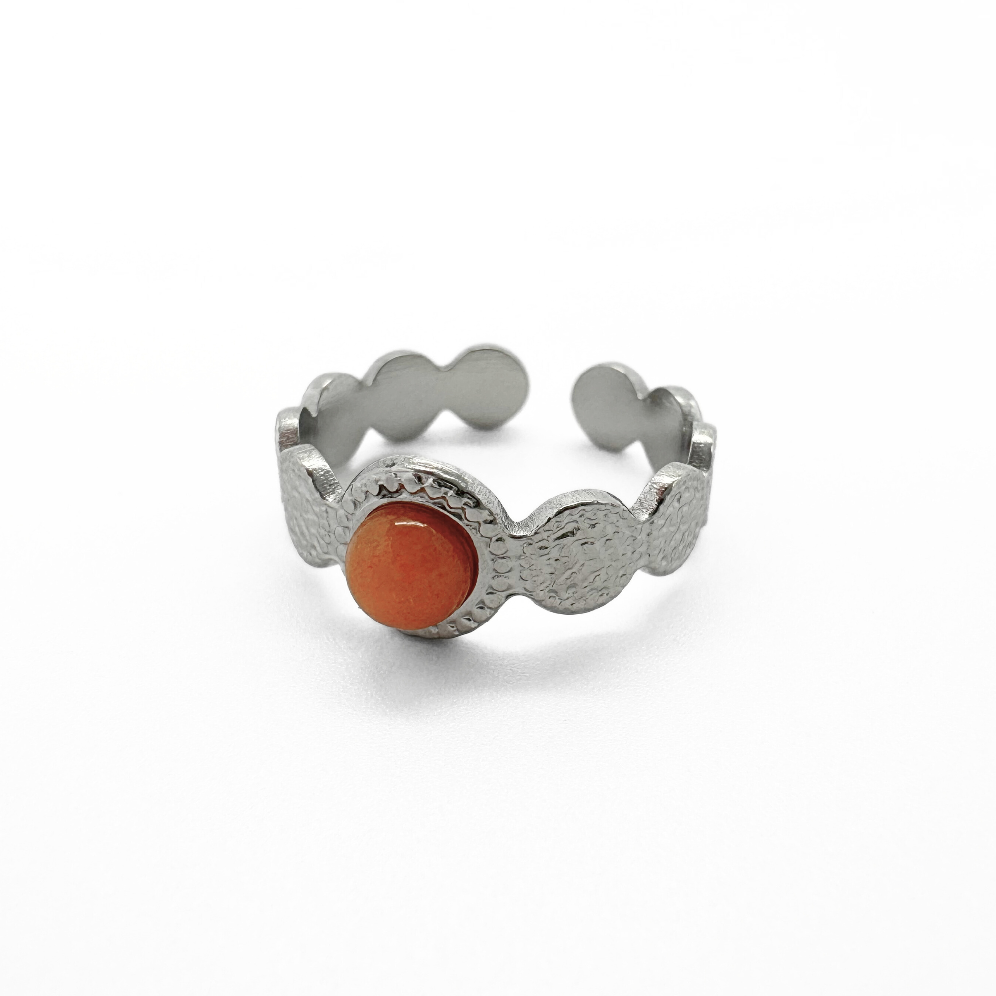 Noé - Ring - Natural Stone - Stainless Steel - Adjustable