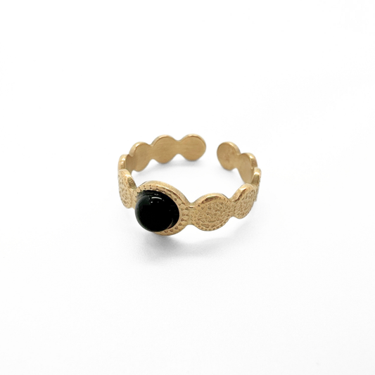 Noé - Ring - Natural Stone - Stainless Steel - Adjustable