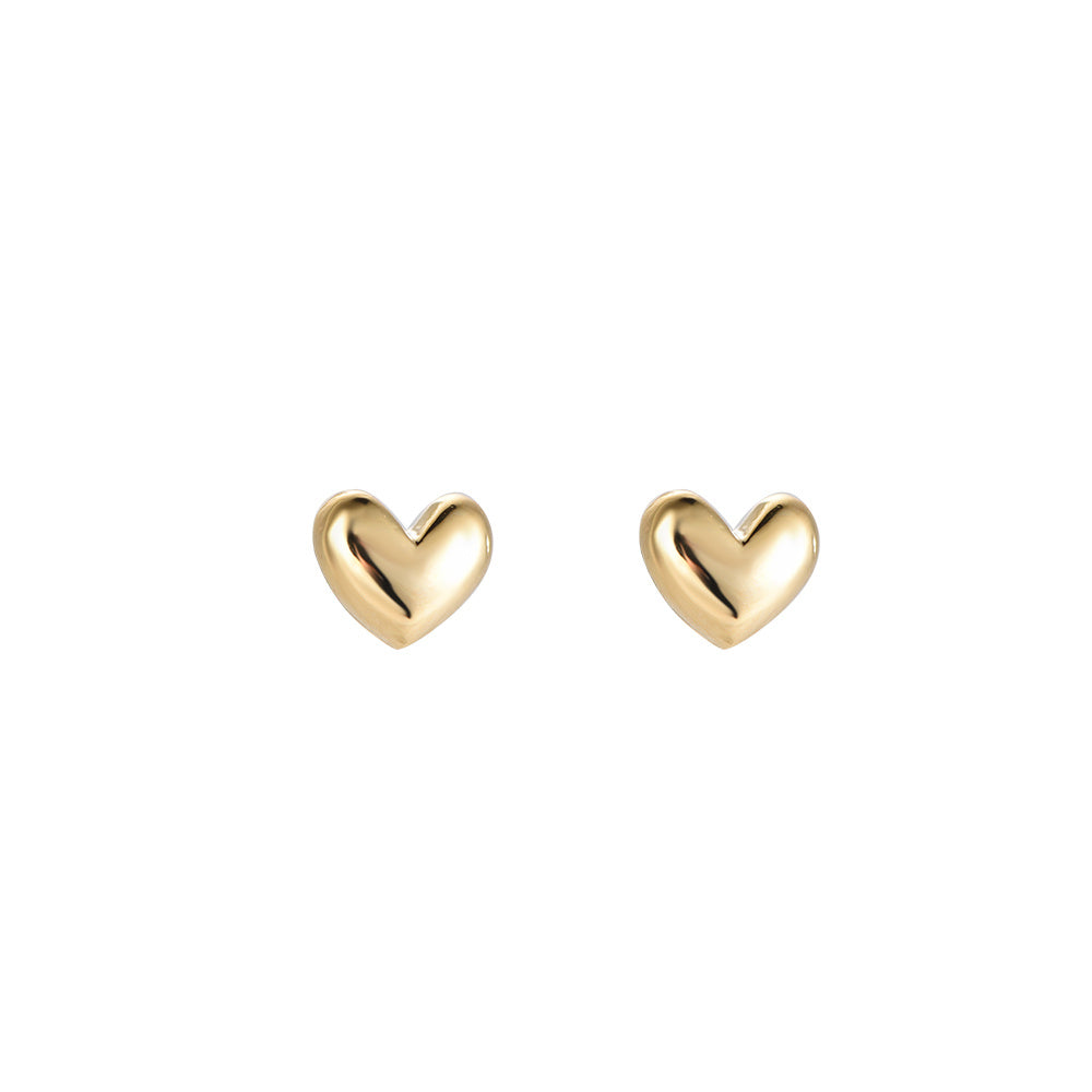 Solid Heart - Stud - Earrings - Stainless Steel