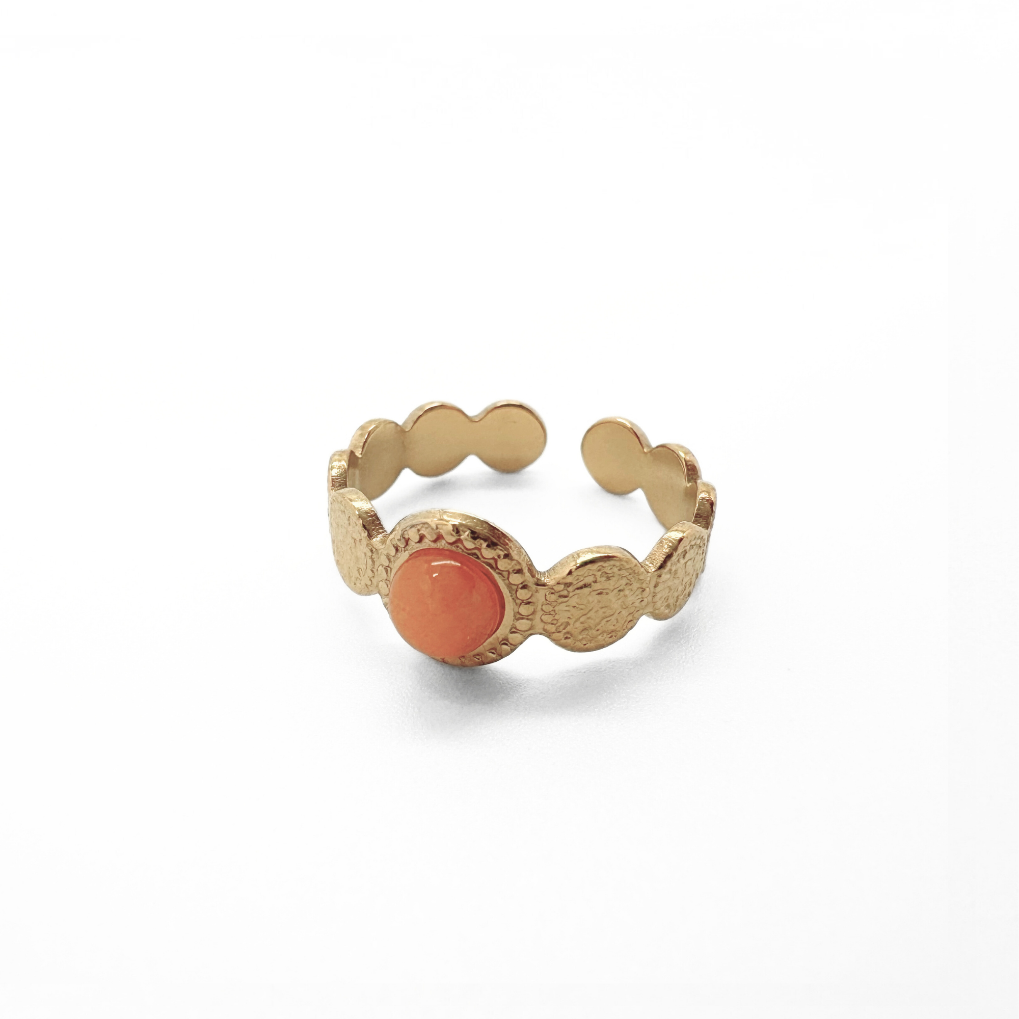 Noé - Ring - Natural Stone - Stainless Steel - Adjustable