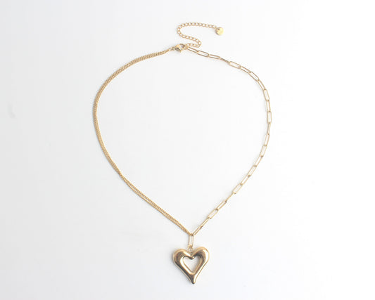 Chained Heart - Necklace - Stainless Steel