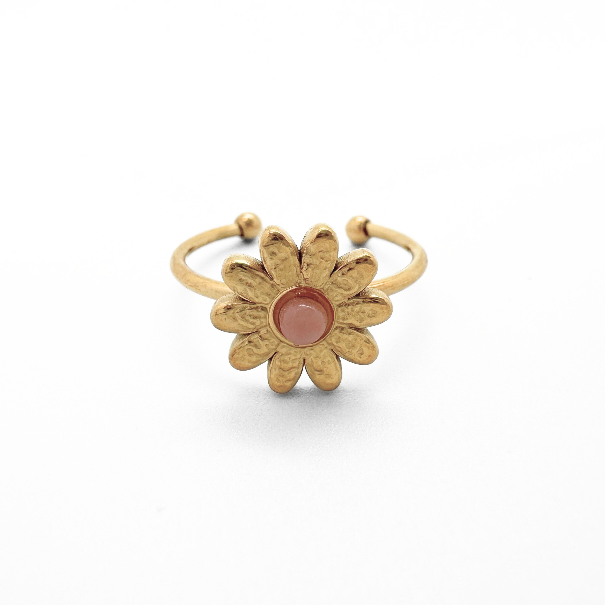 Daisy - Ring - Natural Stone - Stainless Steel - Adjustable