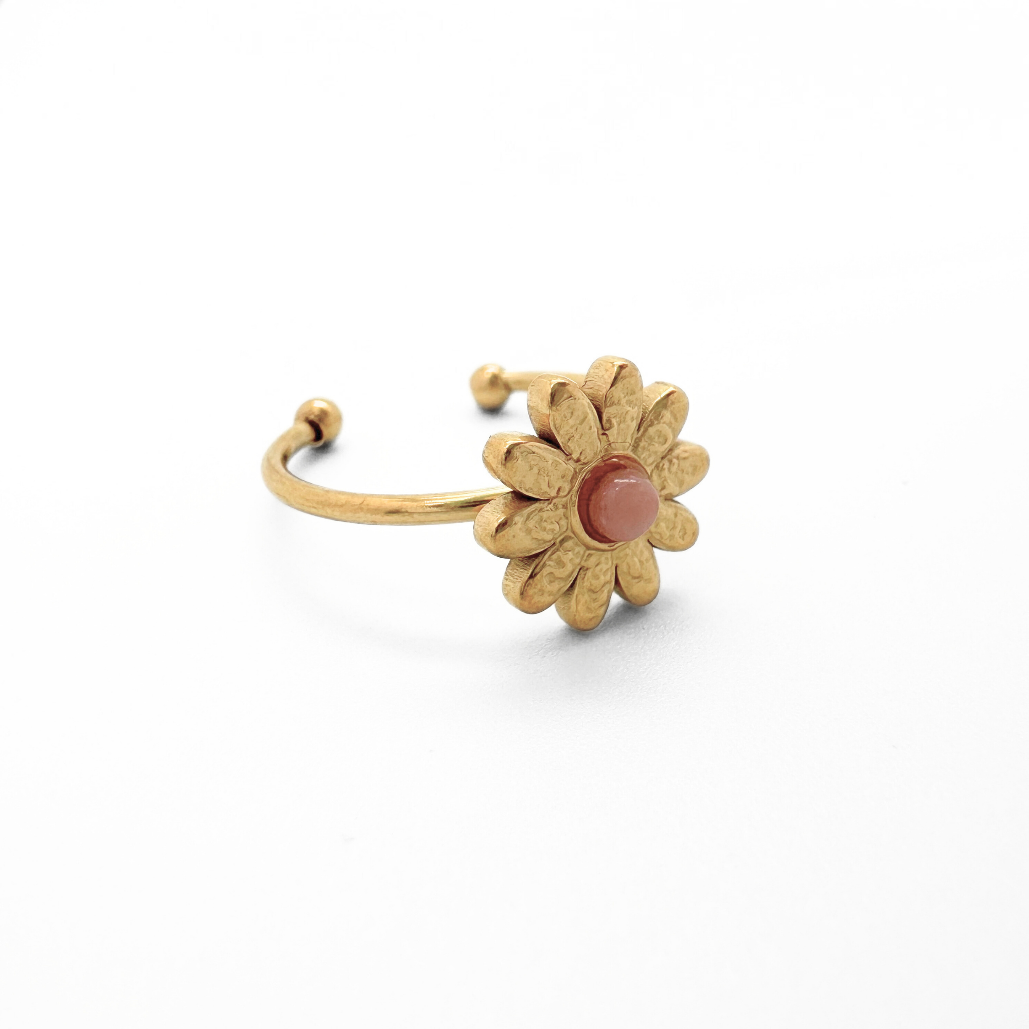 Daisy - Ring - Natural Stone - Stainless Steel - Adjustable