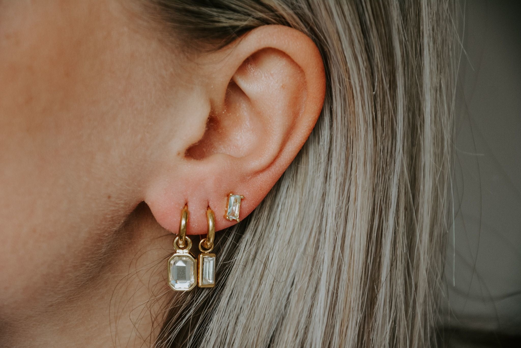 Diamond - Studs - Earrings - Plated