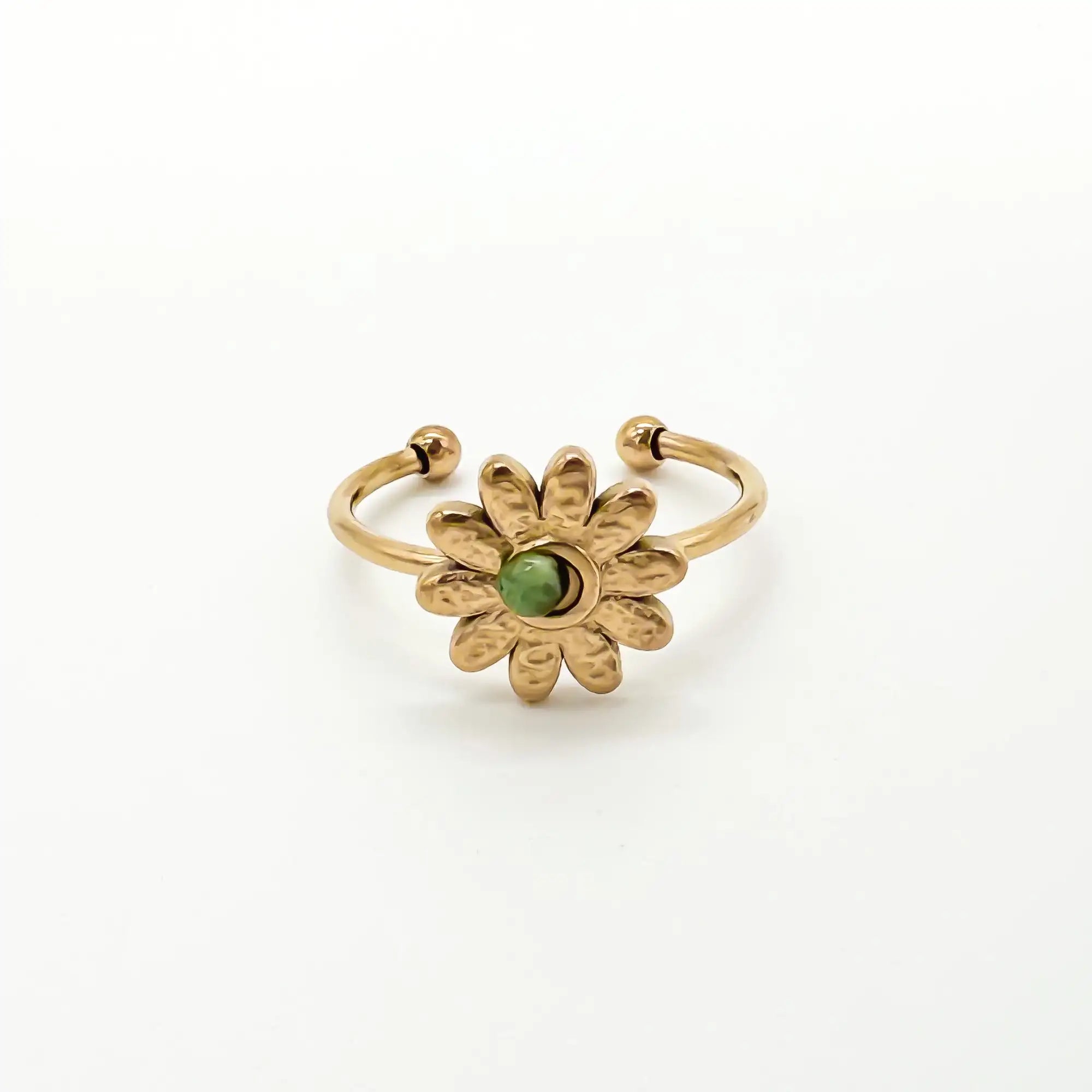 Daisy - Ring - Natural Stone - Stainless Steel - Adjustable