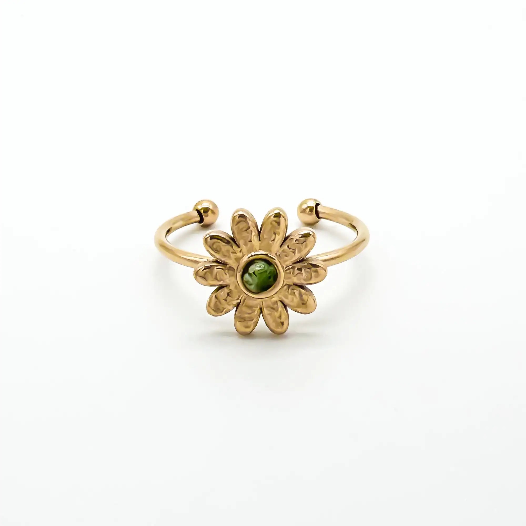 Daisy - Ring - Natural Stone - Stainless Steel - Adjustable