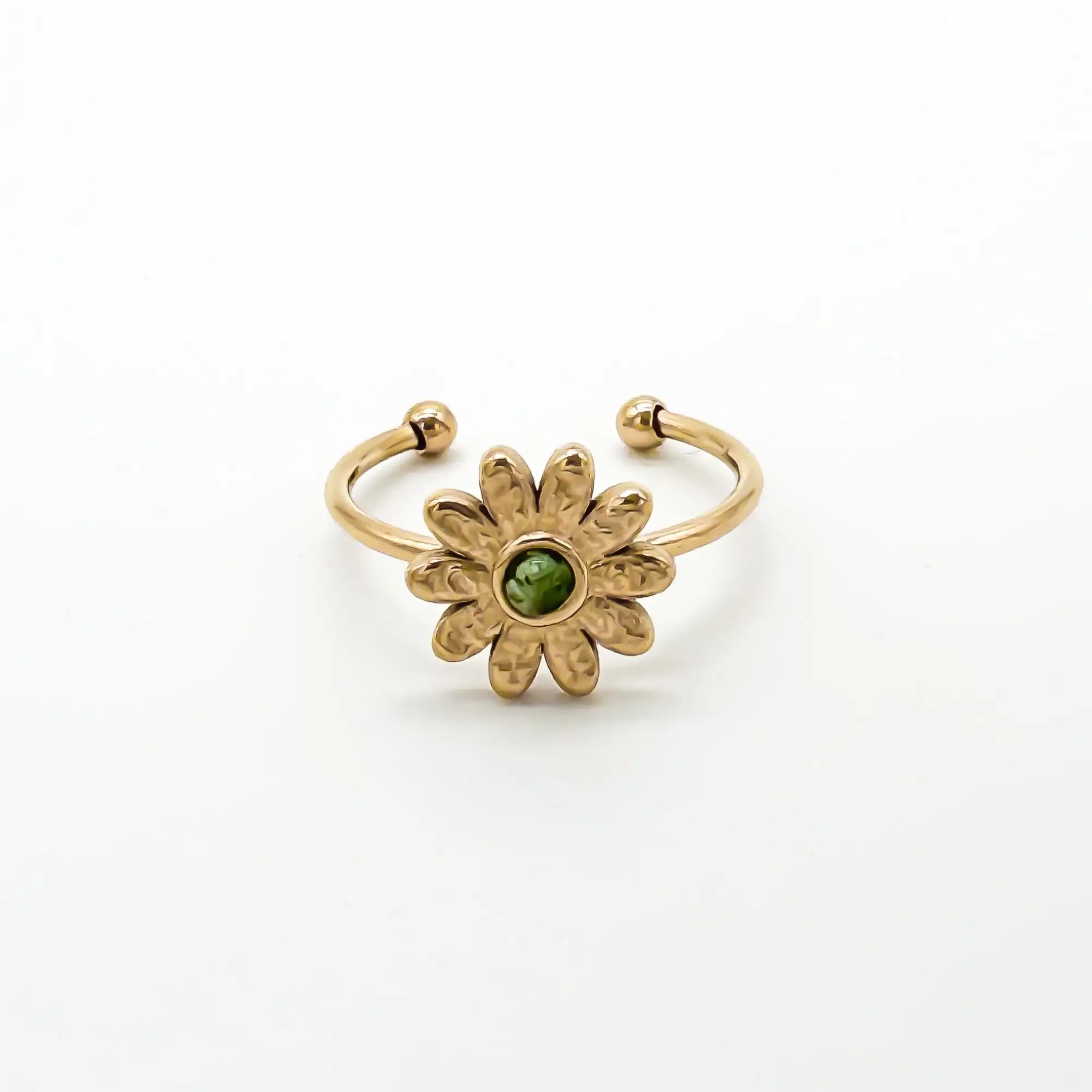 Daisy - Ring - Natural Stone - Stainless Steel - Adjustable