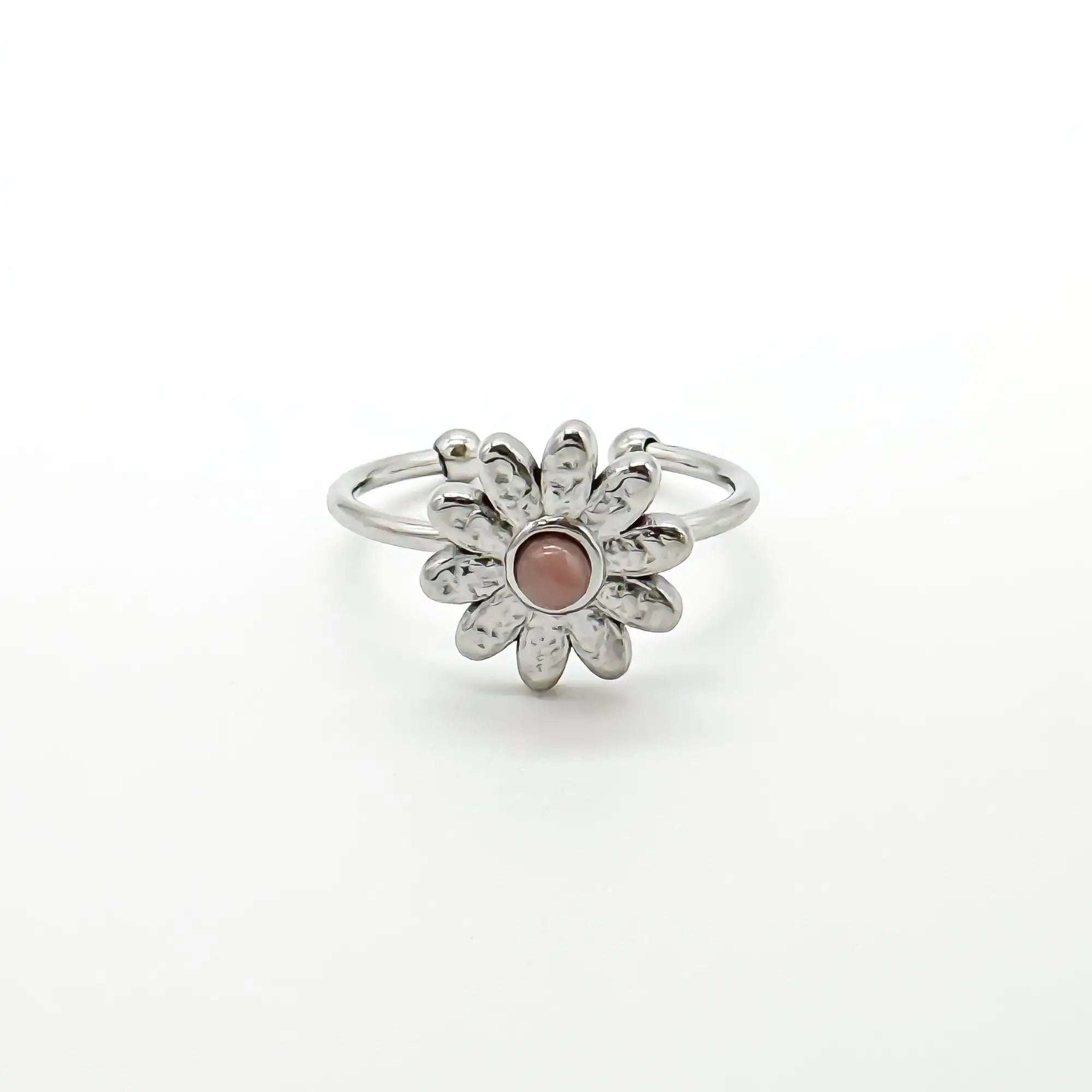 Daisy - Ring - Natural Stone - Stainless Steel - Adjustable