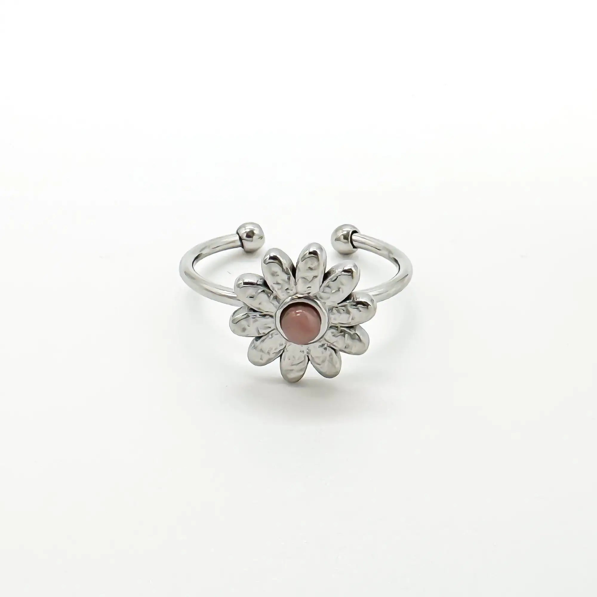 Daisy - Ring - Natural Stone - Stainless Steel - Adjustable