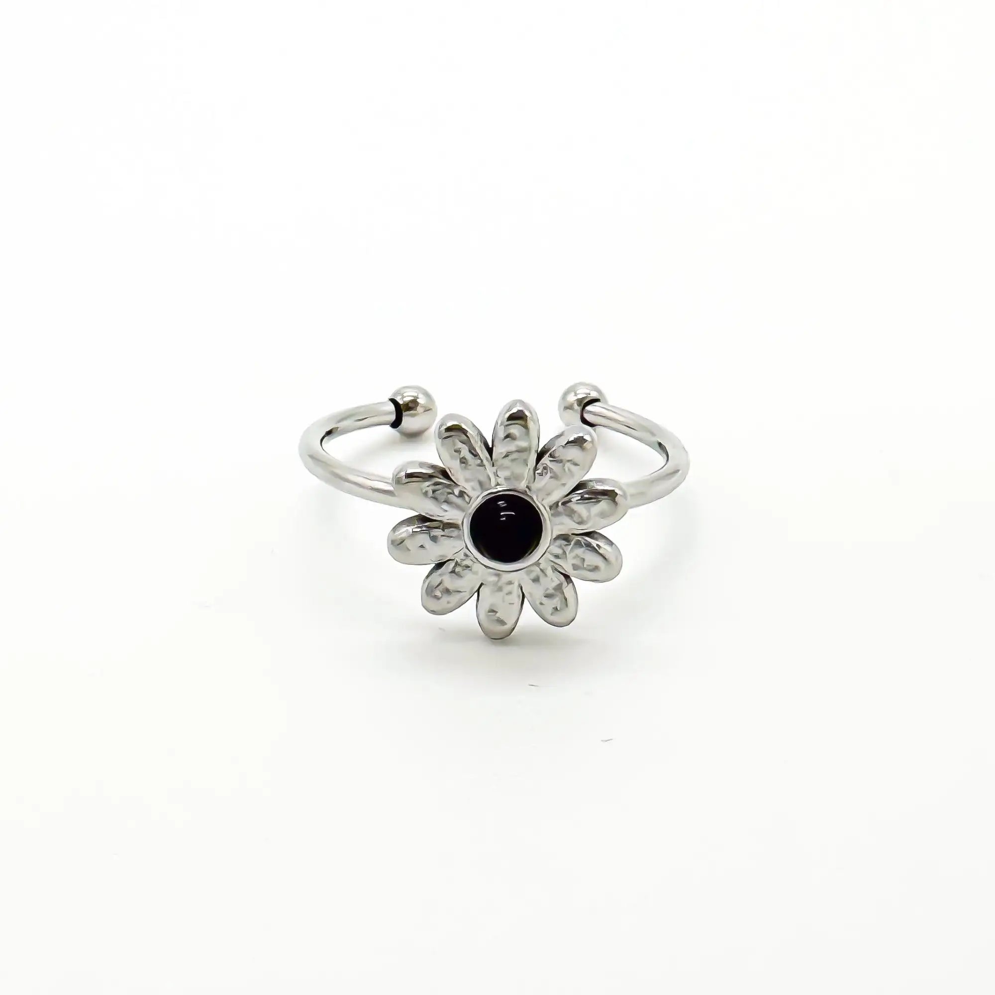 Daisy - Ring - Natural Stone - Stainless Steel - Adjustable