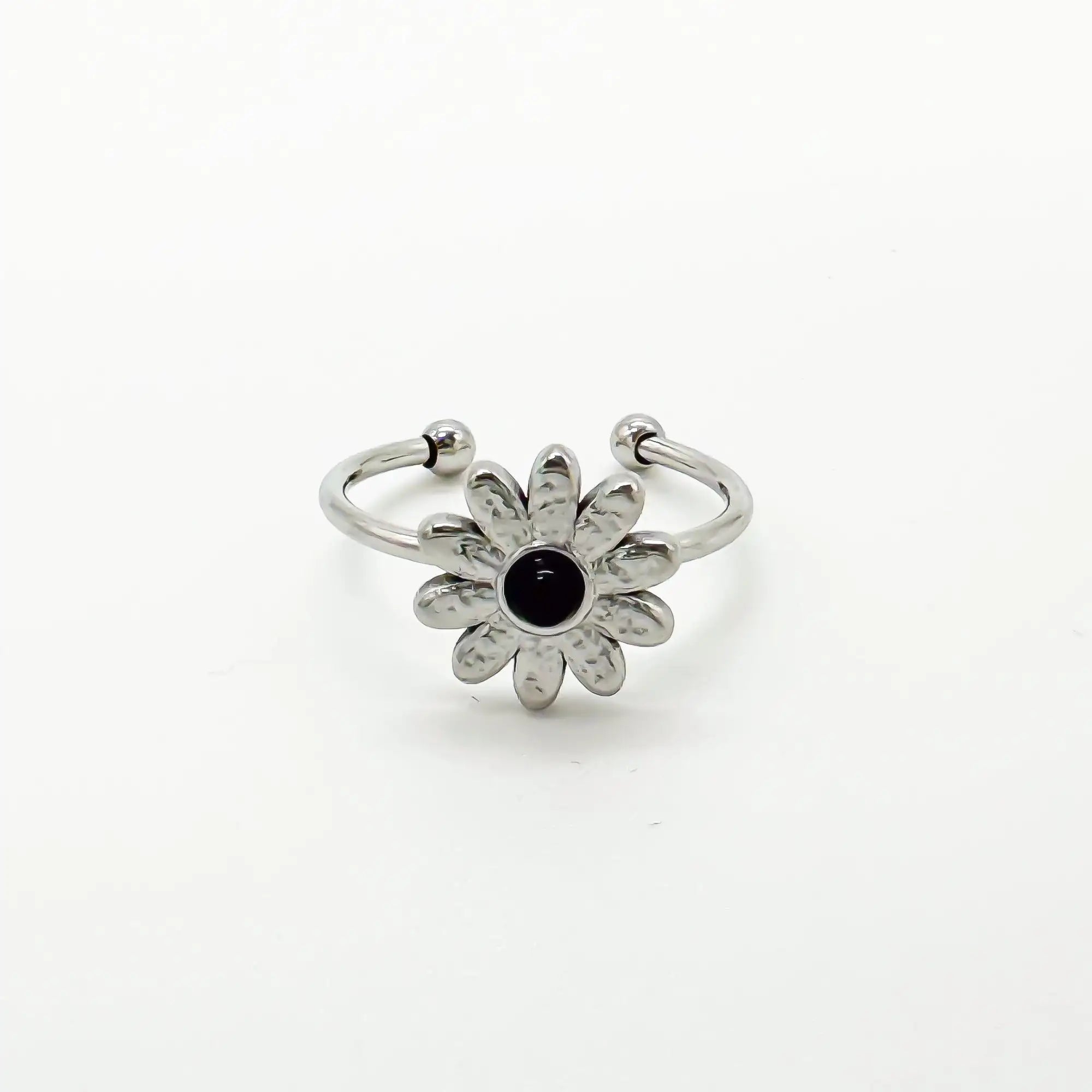 Daisy - Ring - Natural Stone - Stainless Steel - Adjustable