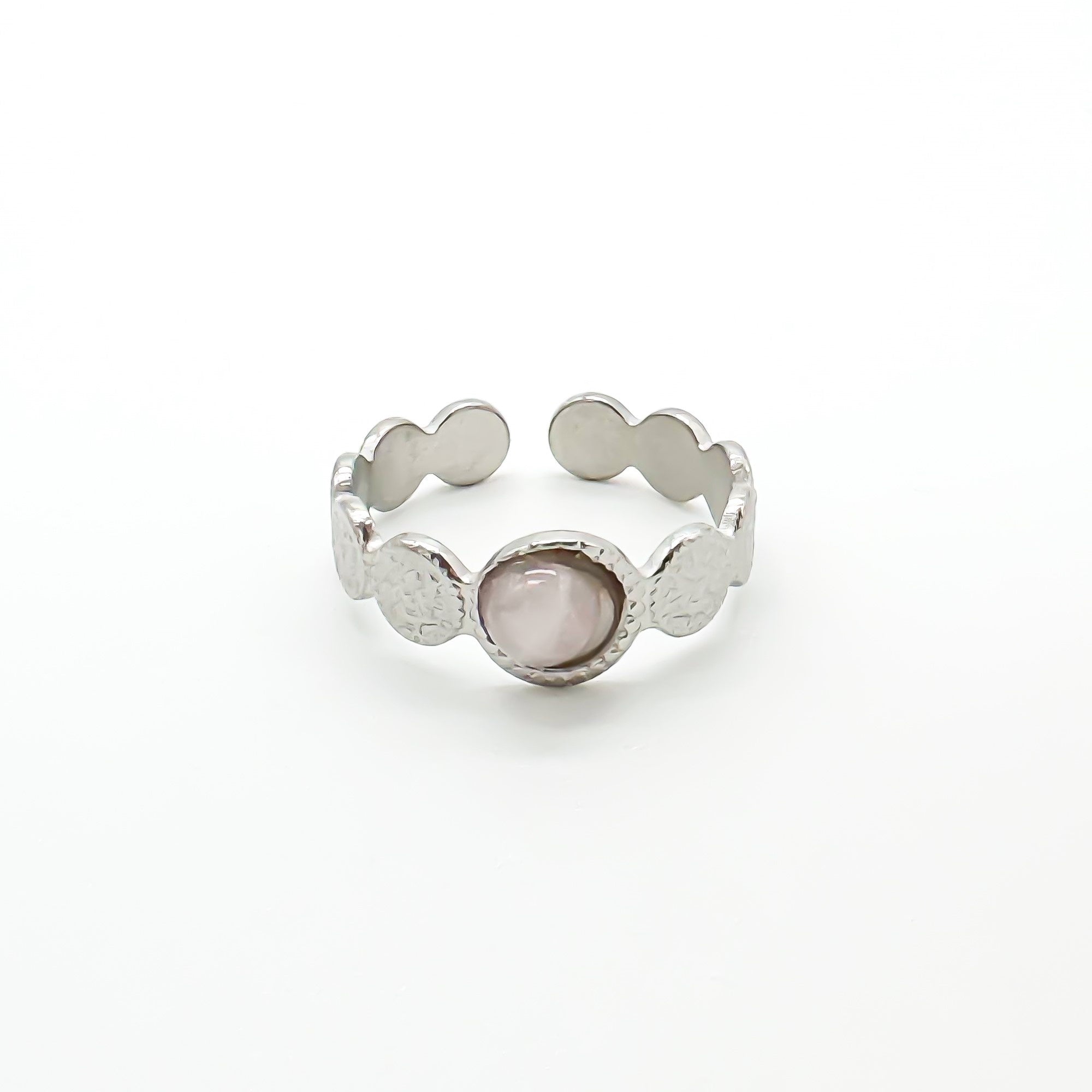 Noé - Ring - Natural Stone - Stainless Steel - Adjustable