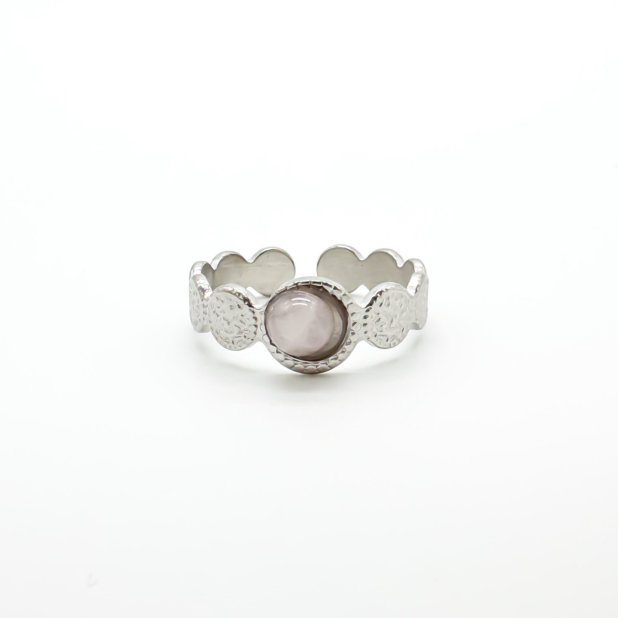 Noé - Ring - Natural Stone - Stainless Steel - Adjustable