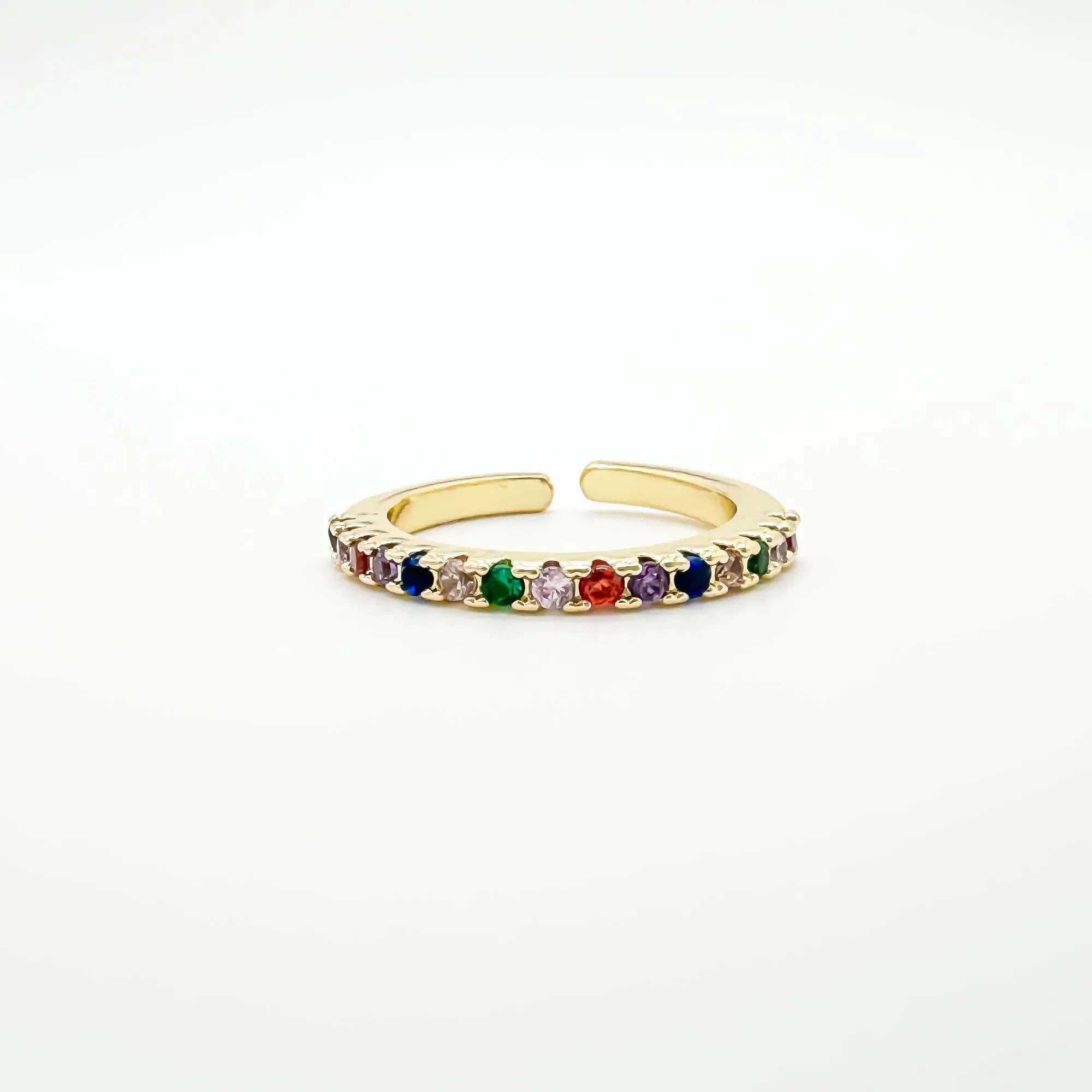 Multicolor Rhinestone - Ring - Stainless Steel - Adjustable