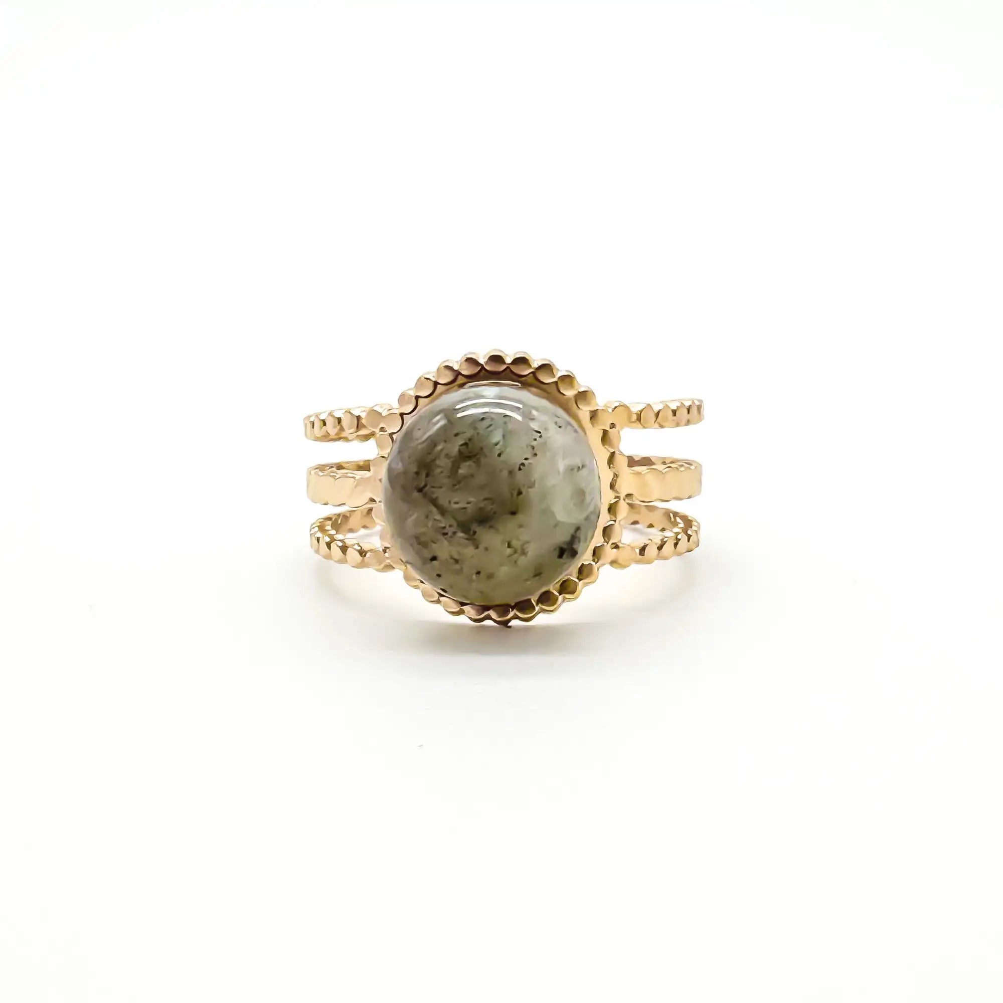 Nikkie - Ring - Natural Stone - Stainless Steel - Adjustable