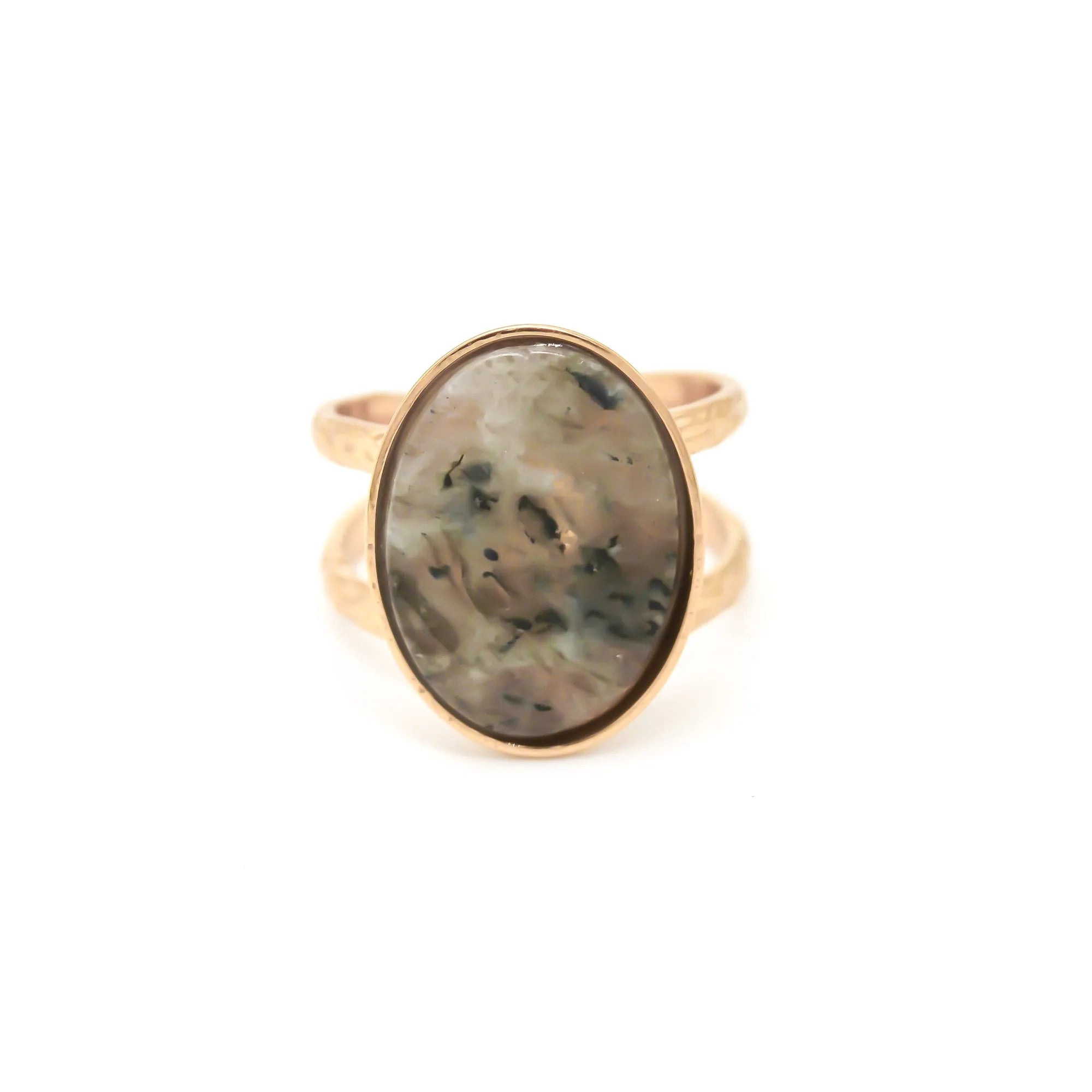 Layla - Ring - Stainless Steel - Adjustable - Natural Stone