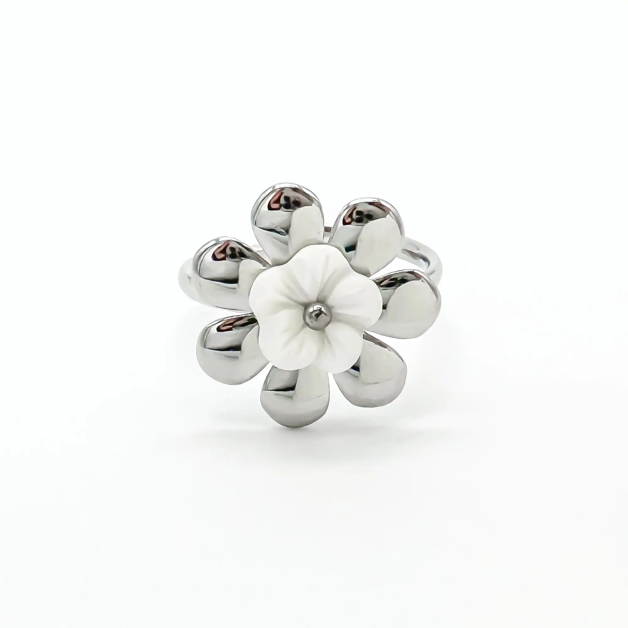 Shell Flower - Ring - Stainless Steel - Adjustable