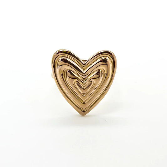 Groovy Heart - Ring - Edelstahl - verstellbar