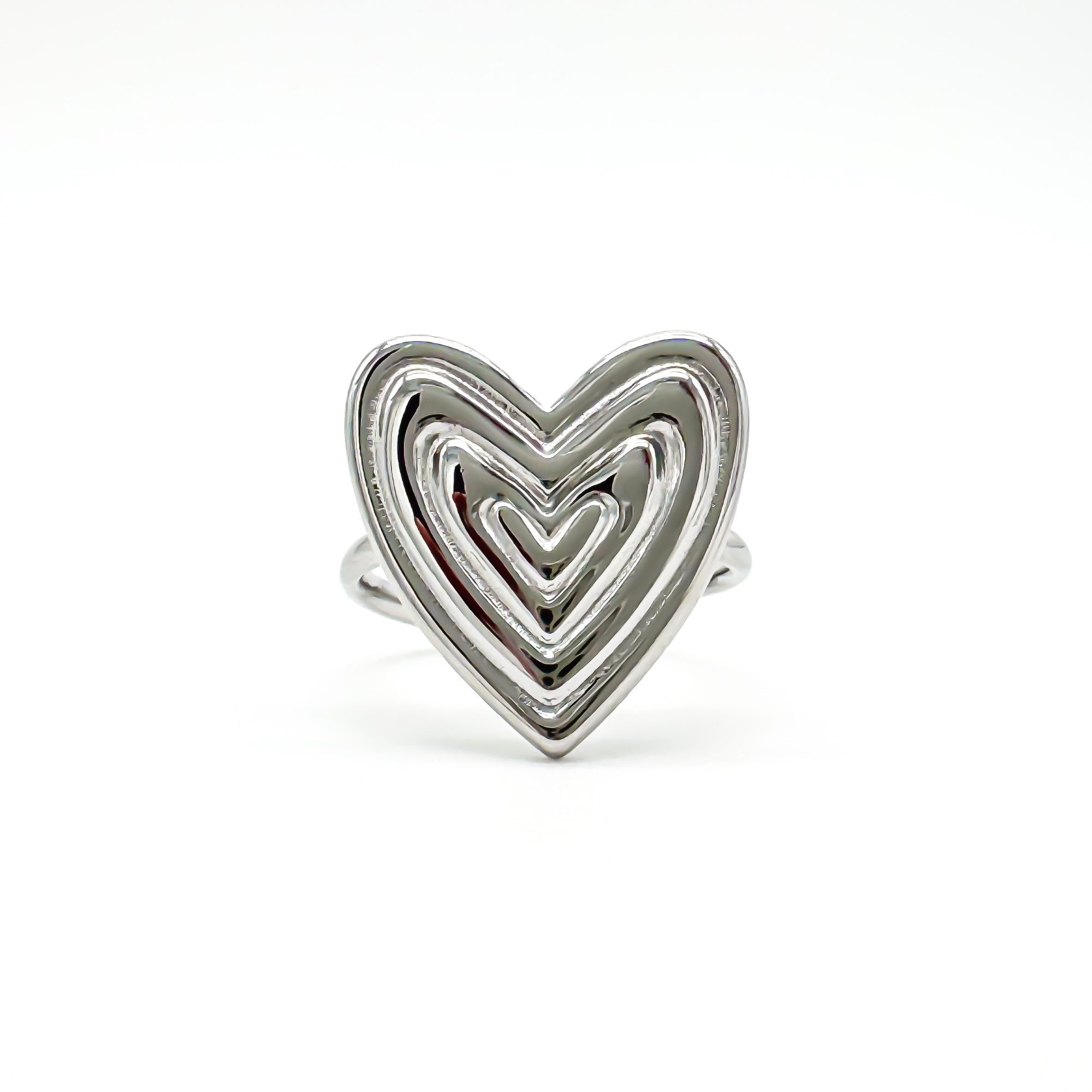 Groovy Heart - Ring - Edelstahl - verstellbar