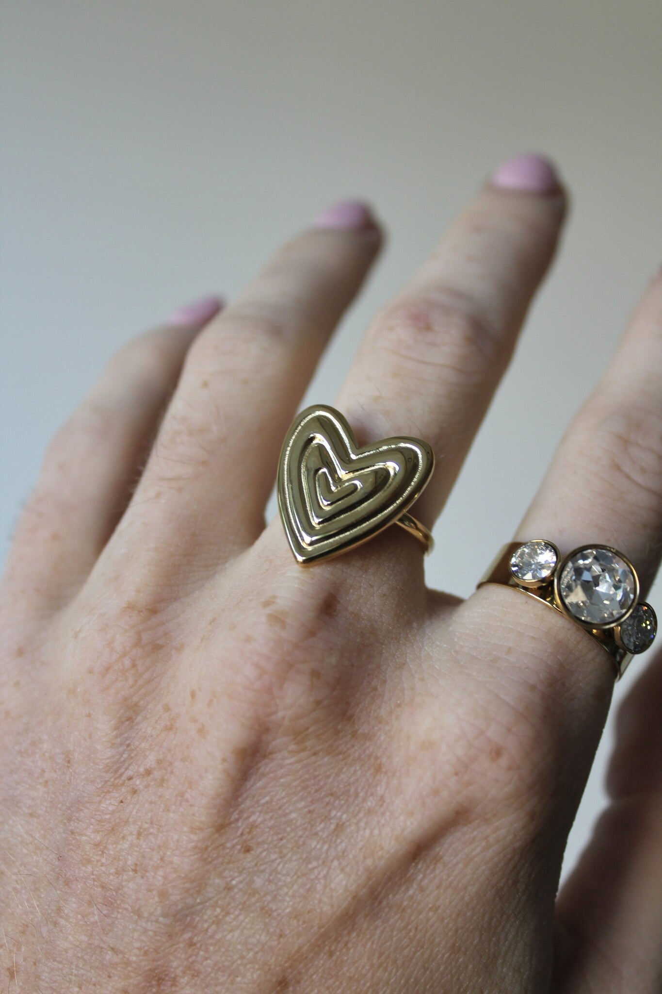 Groovy Heart - Ring - Edelstahl - verstellbar