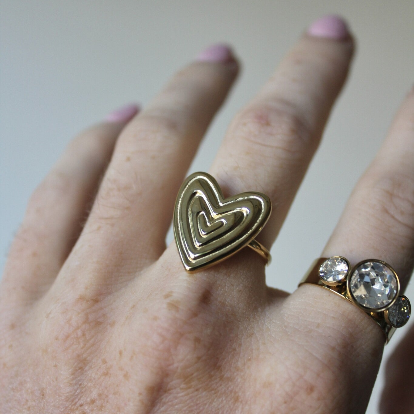 Groovy Heart - Ring - Edelstahl - verstellbar