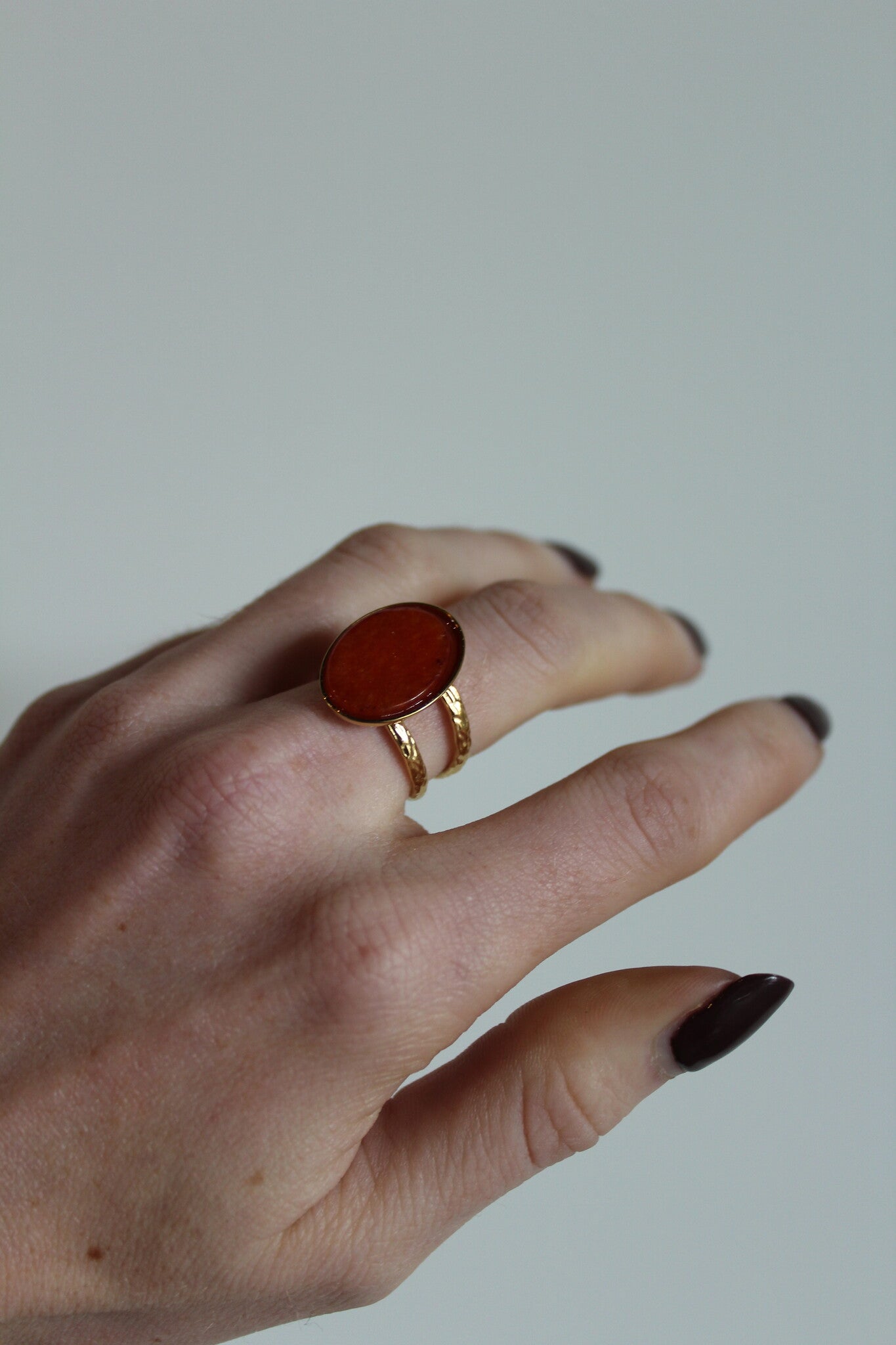 Layla - Ring - Stainless Steel - Adjustable - Natural Stone