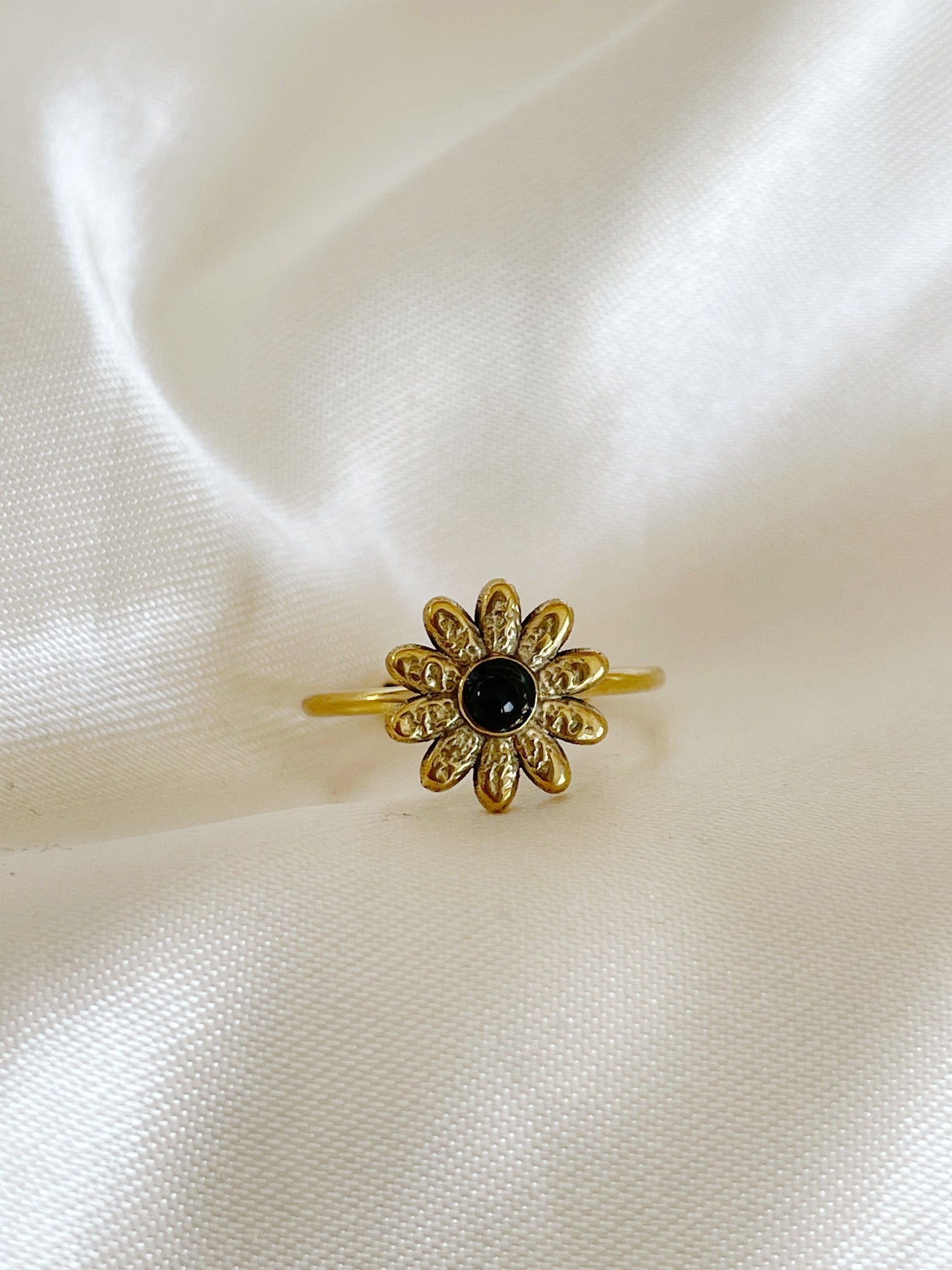 Daisy - Ring - Natural Stone - Stainless Steel - Adjustable