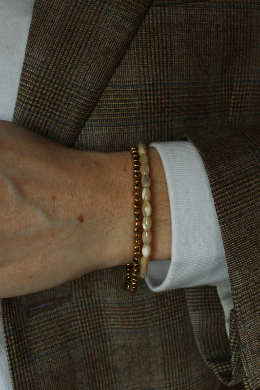 Echte Muschel - Armband - Edelstahl