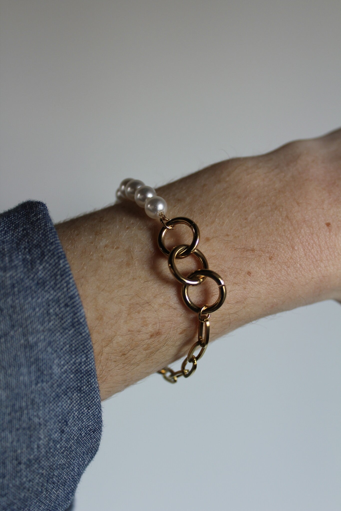 Pearls & Chains - Bracelet - Stainless Steel