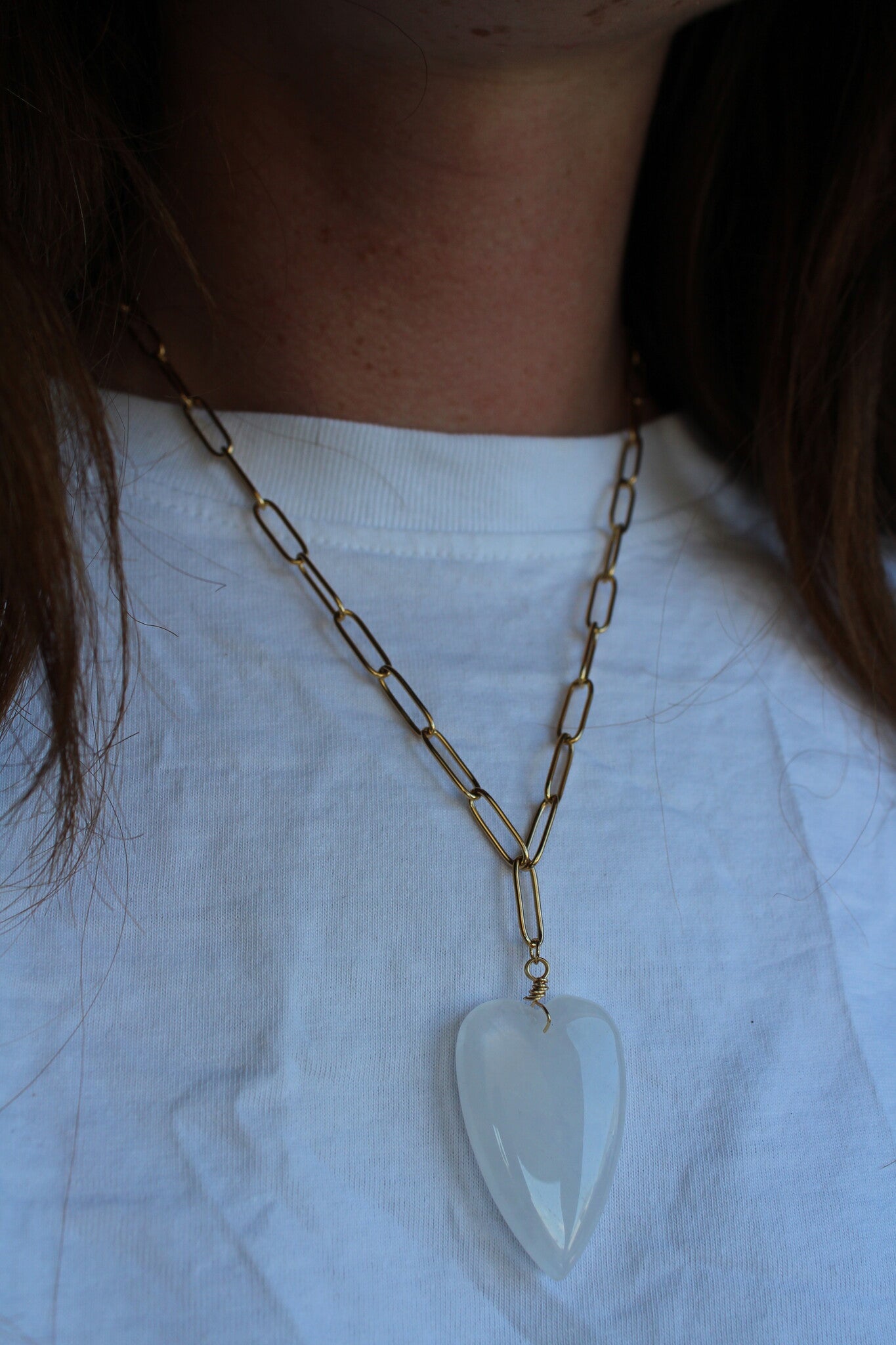 Natural Stone Heart - Necklace - Natural Stone - Stainless Steel