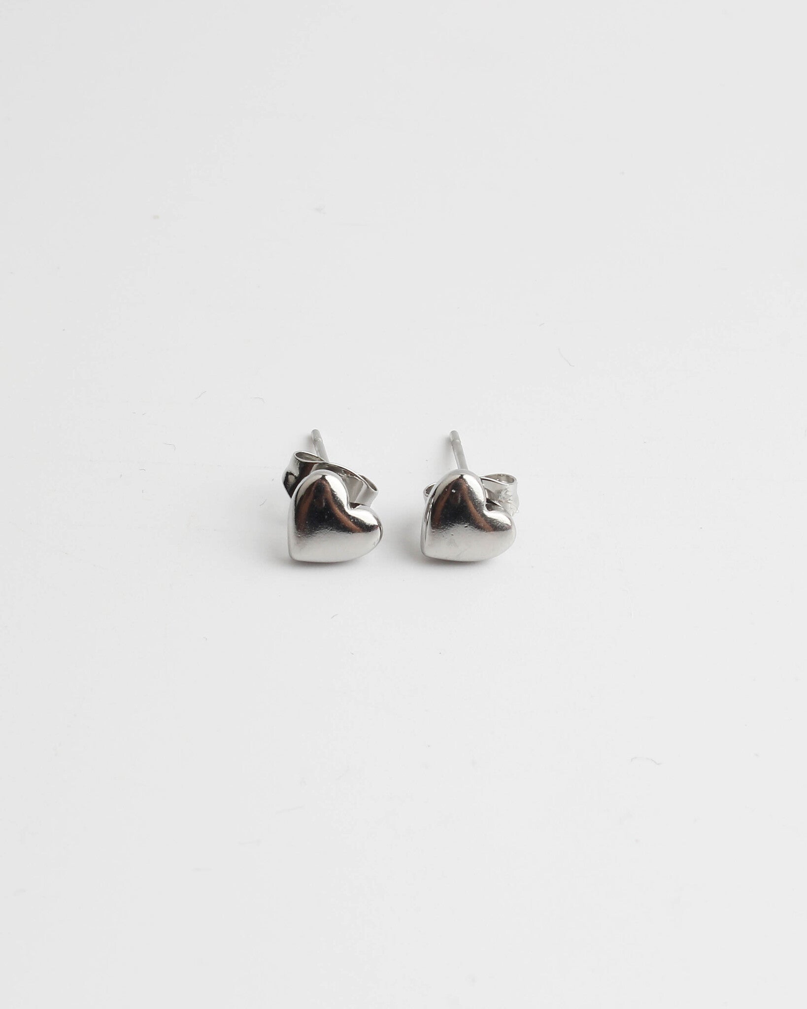 Solid Heart - Stud - Earrings - Stainless Steel