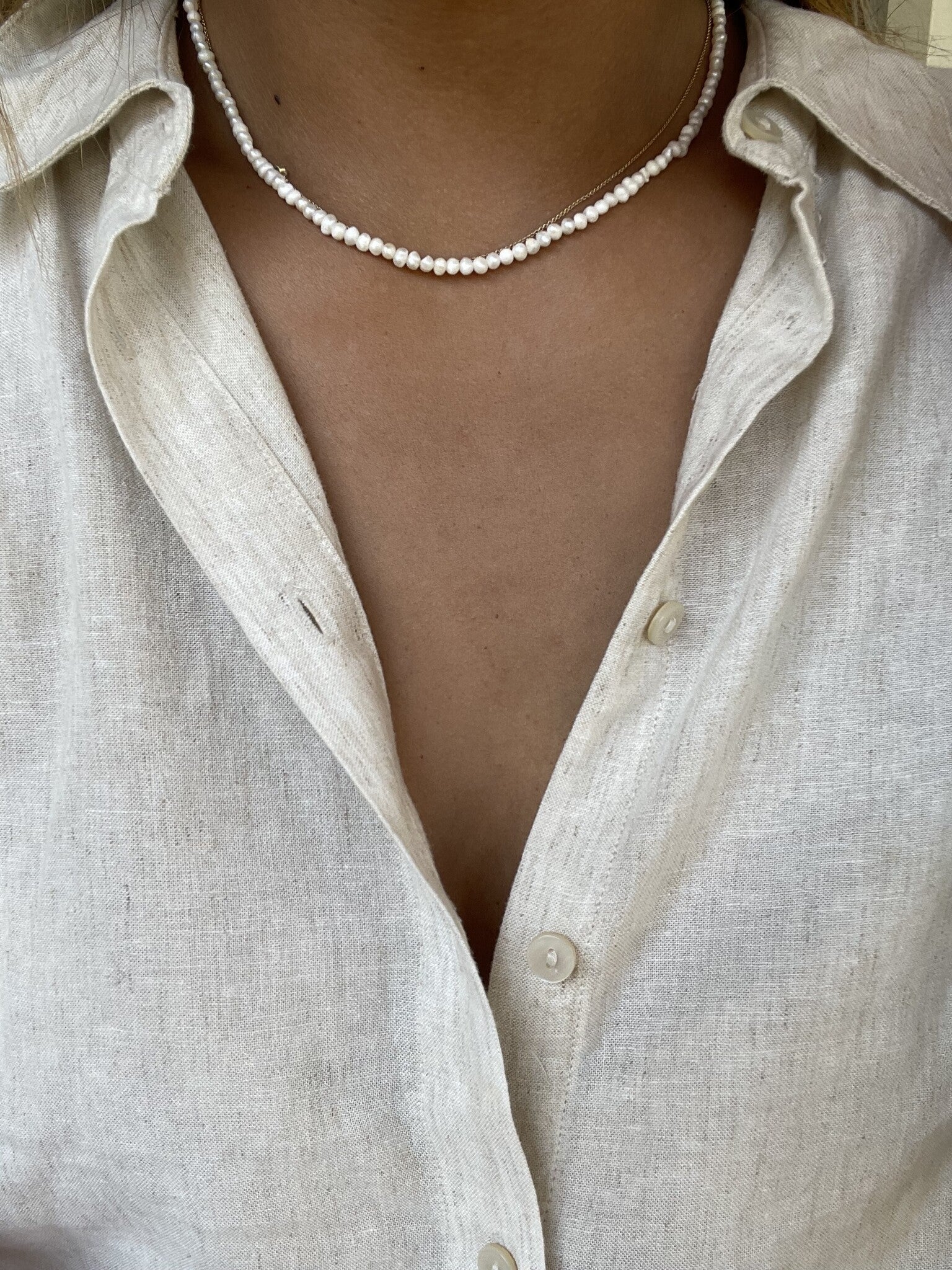 100% Real Fresh Water Pearl - Necklace - Stainless Steel