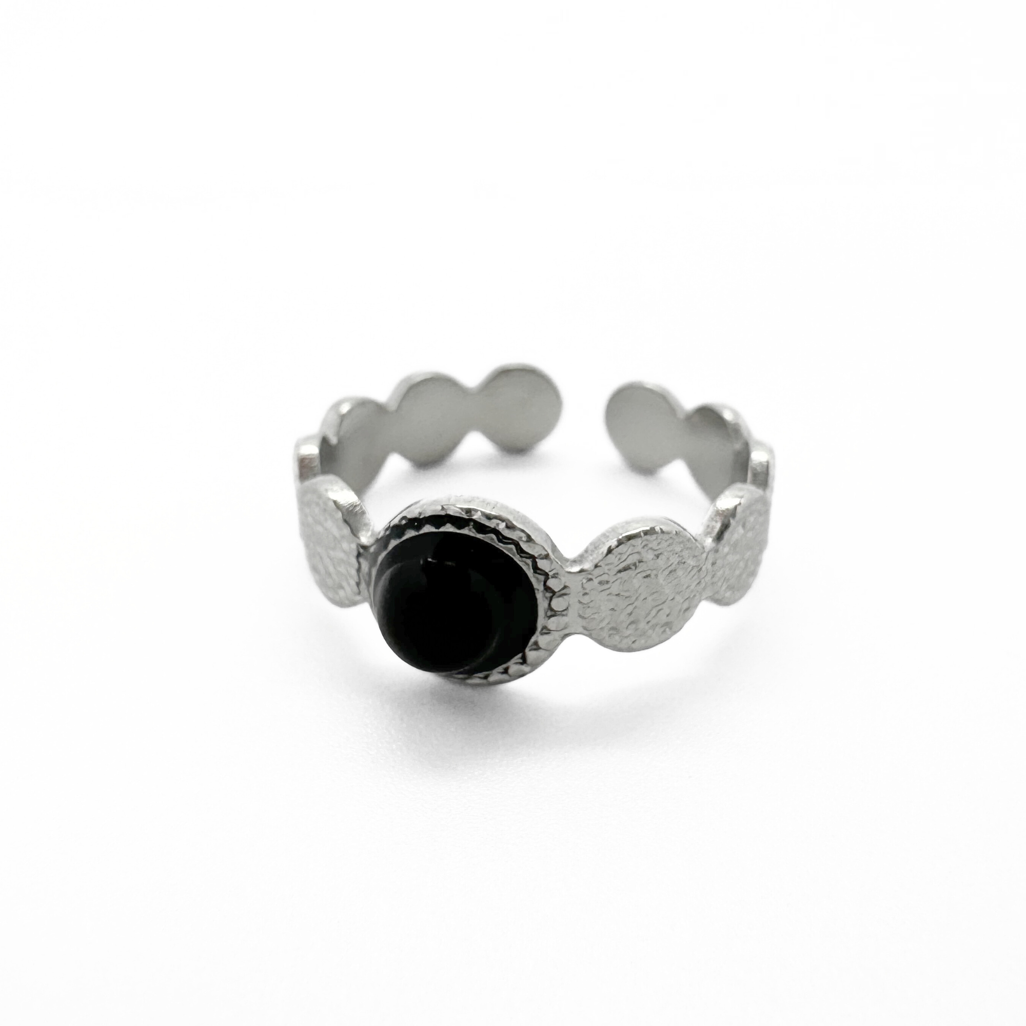 Noé - Ring - Natural Stone - Stainless Steel - Adjustable