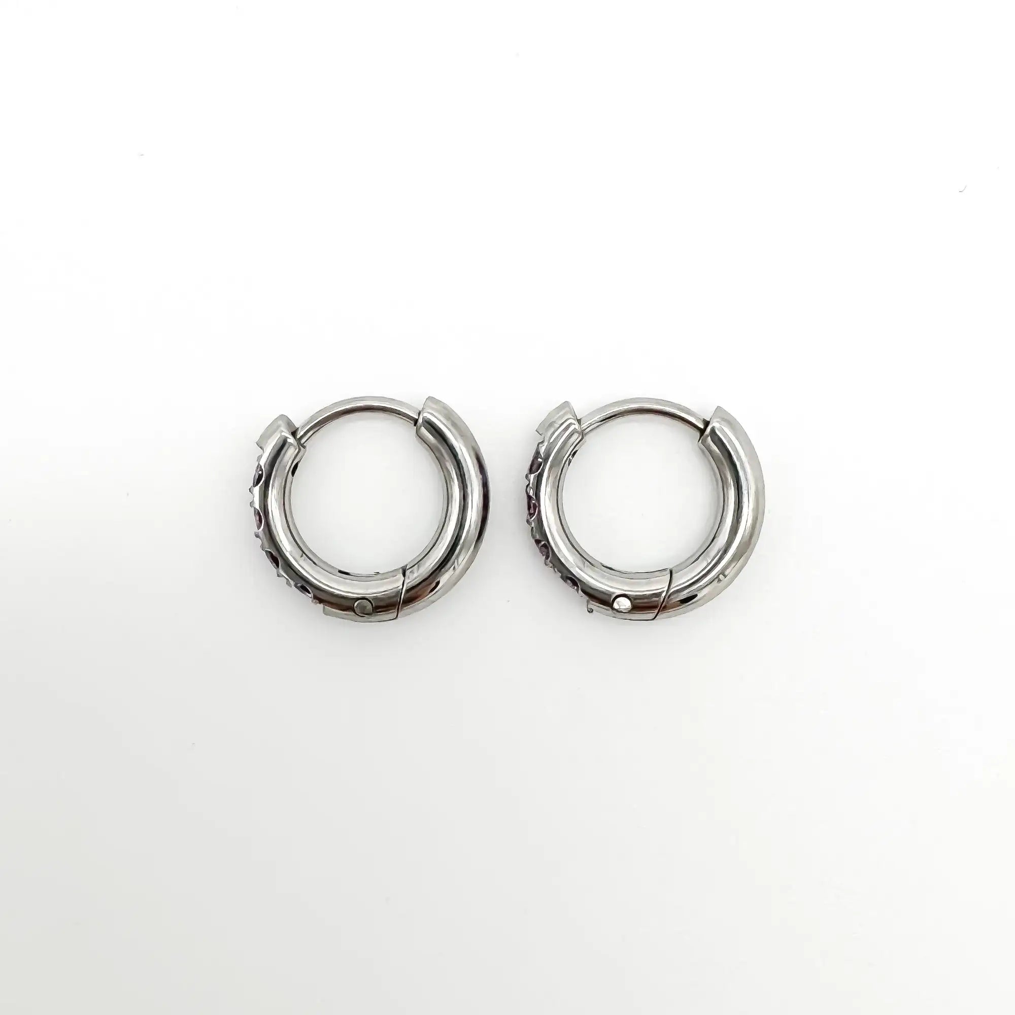 Rhinestone - Earrings 1.2 cm - Stainless Steel